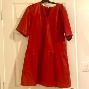 Red vegan leather dress sz L by Ann Taylor